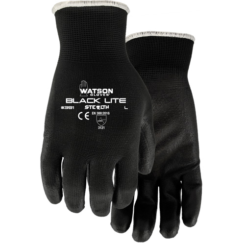 391 Stealth Black Lite Gloves, X-Small, Polyurethane Coating, Polyester Shell Nuna Depot Inc.