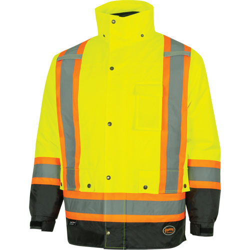 Parka de s&eacute;curit&eacute; d'hiver imperm&eacute;able 7-en-1 5057 Pioneer Yukon, Polyester, Noir/Jaune lime haute visibilit&eacute;, T-petit Nuna Depot Inc.