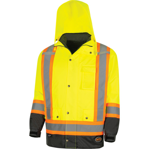 Parka de s&eacute;curit&eacute; d'hiver imperm&eacute;able 7-en-1 5057 Pioneer Yukon, Polyester, Noir/Jaune lime haute visibilit&eacute;, T-petit Nuna Depot Inc.