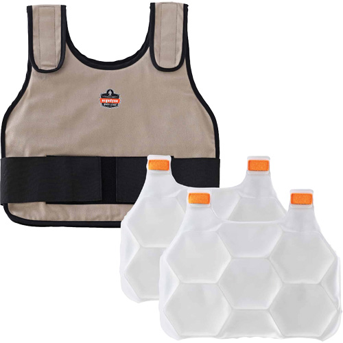 Veste de refroidissement &agrave; changement de phase standard avec sachets de recharge Chill-Its 6230, Petit/Moyen, Khaki Nuna Depot Inc.