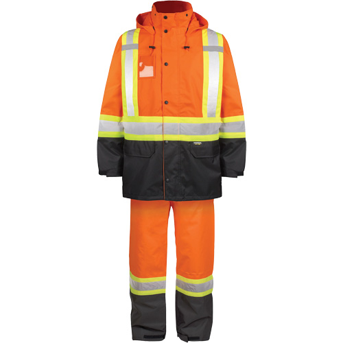 Ensemble de pluie haute visibilit&eacute; en tissu 150 deniers, Polyester, T-Grand, Orange haute visibilit&eacute; Nuna Depot Inc.
