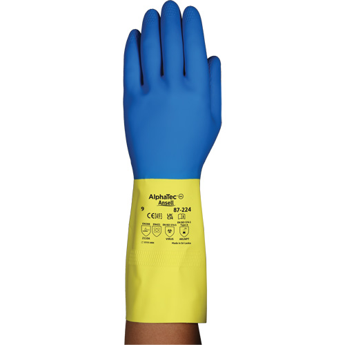 Alphatec&reg; 87-224 Chemical-Resistant Gloves, Size 7, 12.8" L, Neoprene/Rubber Latex, Cotton/Flock-Lined Inner Lining, 26.8-mil Nuna Depot Inc.