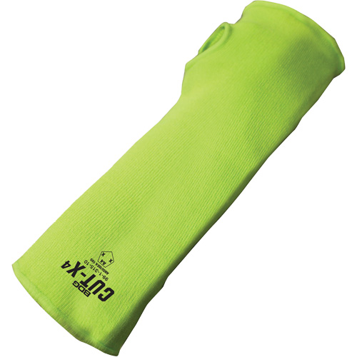 Cut-X&reg; Cut-Resistant Sleeve with Thumb Hole, Fibreglass/Polyethylene, 10", ASTM ANSI Level A4, High Visibility Lime Nuna Depot Inc.