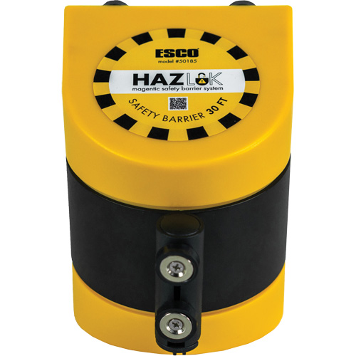 HAZLOK Safety Barrier System, Plastic, Magnetic Mount, 30', Black and Yellow Tape Nuna Depot Inc.