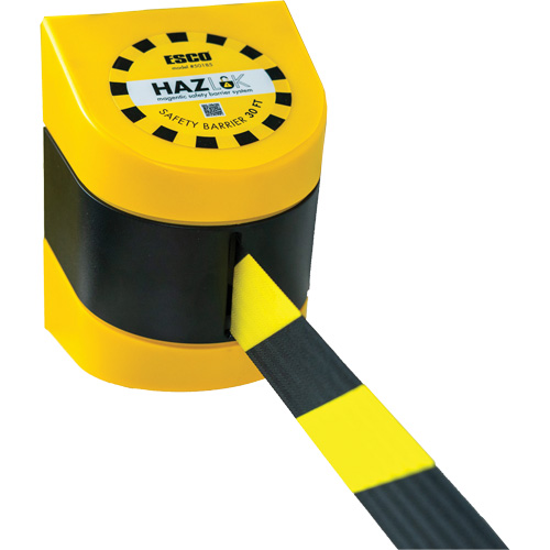 HAZLOK Safety Barrier System, Plastic, Magnetic Mount, 30', Black and Yellow Tape Nuna Depot Inc.