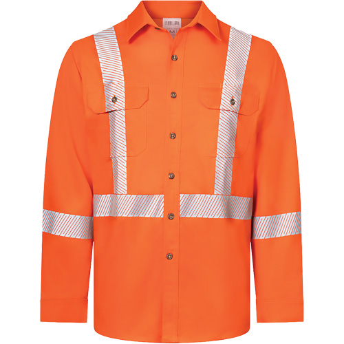 Avenger 7 oz Deluxe Segmented Striped High-Visibility Work Shirt, Style 652, Men's, Medium, Orange Nuna Depot Inc.