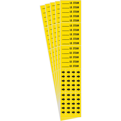 "Blank Lb. Steam" Pipe Marker, Self-Adhesive, 2-1/4" H x 2-3/4" W, Black on Yellow Nuna Depot Inc.
