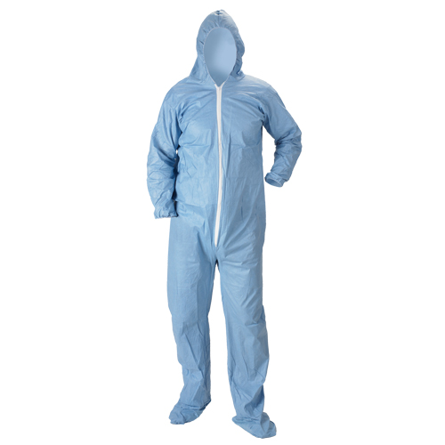 Pyrolon&reg; Plus 2 FR Hooded Coveralls With Boots, Small, Blue, FR Treated Fabric Nuna Depot Inc.
