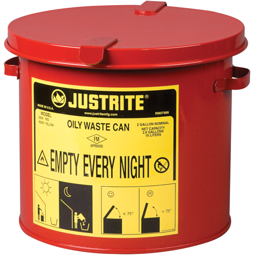 Oily Waste Cans, FM Approved/UL Listed, 2 US gal., Red Nuna Depot Inc.
