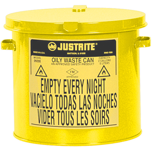 Oily Waste Cans, FM Approved/UL Listed, 2 US gal., Yellow Nuna Depot Inc.
