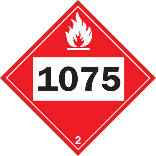1075 Liquefied Petroleum Flammable Gas TDG Placard, Plastic Nuna Depot Inc.