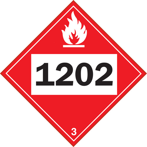 Plaque-&eacute;tiquette TMD 1202 pour liquide inflammable huile combustible, Vinyle adh&eacute;sif Nuna Depot Inc.