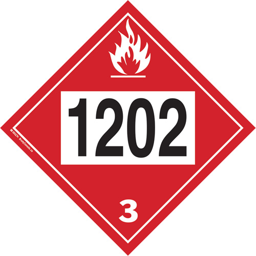 Plaque-&eacute;tiquette TMD 1202 pour liquide inflammable huile combustible, Plastique Nuna Depot Inc.