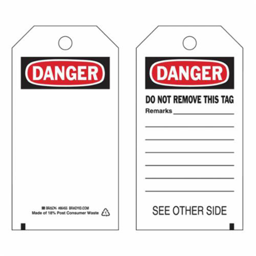 Self-Laminating Safety Tags, Polyester, 3" W x 5-3/4" H, English Nuna Depot Inc.