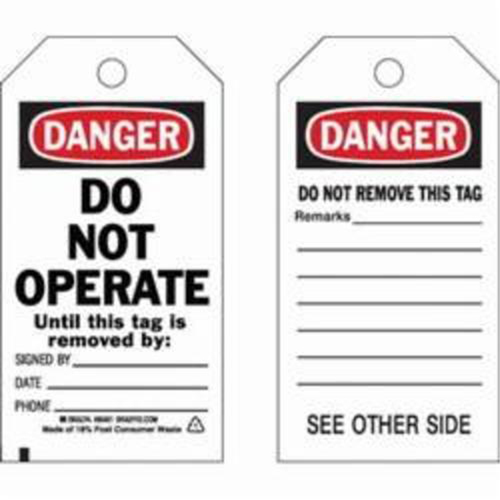 Self-Laminating Safety Tags, Polyester, 3" W x 5-3/4" H, English Nuna Depot Inc.