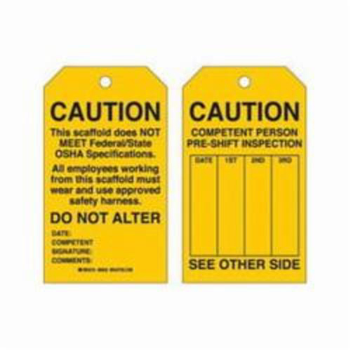 &eacute;tiquettes de s&eacute;curit&eacute; pour les &eacute;chafaudages, Polyester, 4" la x 7" h, Anglais Nuna Depot Inc.