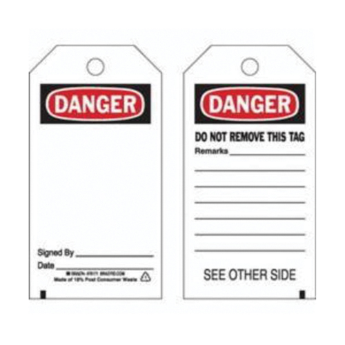 Accident Prevention Tags, Polyester, 3" W x 5-3/4" H, English Nuna Depot Inc.