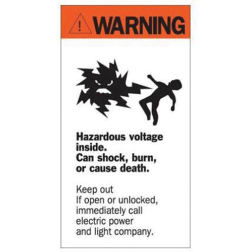 Enseigne Warning Hazardous Voltage, 8" x 4-1/2", Acrylique, Anglais avec pictogramme Nuna Depot Inc.