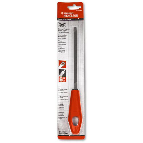 Extra Slim Taper File with Red Handle, Triangle, 6", Single Nuna Depot Inc.