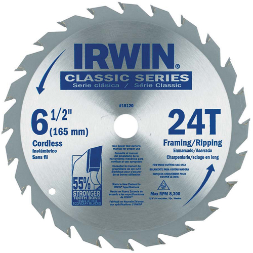 Contractor Saw Blades - Classic Series Saw Blades, 6-1/2", 24 Teeth, Wood Use Nuna Depot Inc.