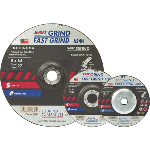 A24N Fast Grinding Wheel, 4-1/2" x 3/16", 7/8" Arbor, Aluminum Oxide, Type 27 Nuna Depot Inc.
