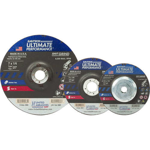 Saitech Ultimate Performance Grinding Wheel, 9" x 1/4", 7/8" Arbor, Aluminum Oxide, Type 27 Nuna Depot Inc.