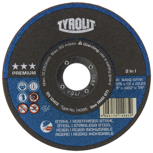 Meules &agrave; tronçonner 2-en-1 Thincut de premi&egrave;re qualit&eacute;, 4-1/2" x 1/16", Arbre de 7/8", Type 1, Oxyde d'aluminium, 13 300 Tr/min Nuna Depot Inc.