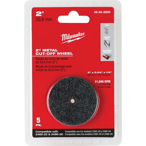 Disque &agrave; tronçonner pour meuleuse &agrave; angle droit M12 Fuel, 2" x 0,04", Arbre de 1/4", Type 1, Oxyde d'aluminium, 21000 Tr/min Nuna Depot Inc.