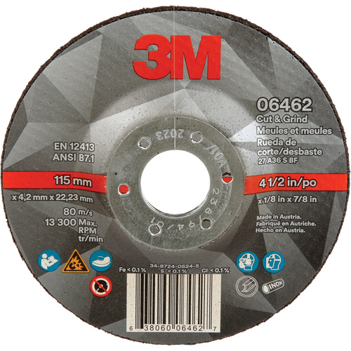 Meule &agrave; tronçonner, 4-1/2" x 1/8", Arbre de 7/8", Type 27, C&eacute;ramique Nuna Depot Inc.