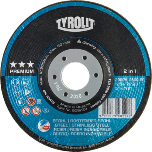 Meule &agrave; moyeu d&eacute;port&eacute; Rondeller, 4-1/2", 36 Grain, 7/8", 13 300 Tr/min, Type 29 Nuna Depot Inc.
