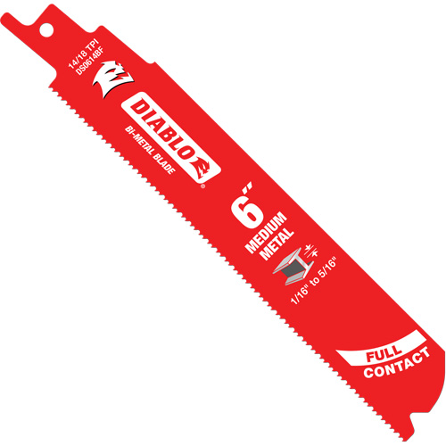 Lame de scie alternative de s&eacute;rie moyenne pour le m&eacute;tal, Bim&eacute;tal, 14-18 Dents par pouce, 6" lo x 1" la Nuna Depot Inc.