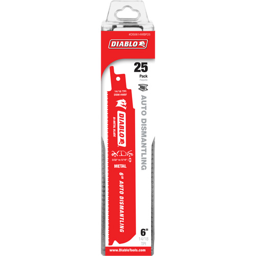Lame de scie alternative autod&eacute;montage, Bim&eacute;tal, 14-18 Dents par pouce, 6" lo x 1" la Nuna Depot Inc.