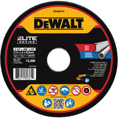XP Metal Cut-Off Wheel, 4-1/2" x 0.045", 7/8" Arbor, Ceramic, Type 1 Nuna Depot Inc.