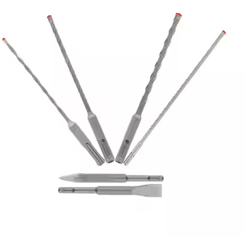 Rebar Demon SDS-Plus 4-Cutter Full Carbide Head Hammer Drill Bit & Chisel Set, 6 Pieces, Carbide Nuna Depot Inc.