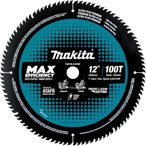 Max-Efficiency Blades Ideal For Cordless Mitre Saw, 12", 100 Teeth, Finishing Use Nuna Depot Inc.