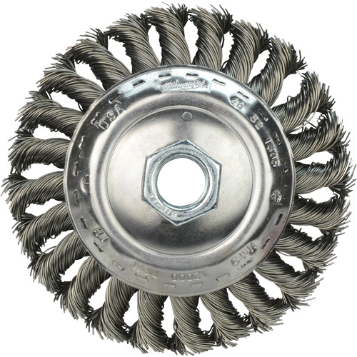 Brosse &agrave; fils nou&eacute;s biseaut&eacute;e, 4" dia., Fils 0,023", Arbre 5/8"-11 Nuna Depot Inc.