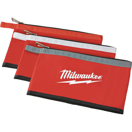 Coloured Zippered Pouches - Set of 3, Canvas, 3 Pockets, Black/Red Nuna Depot Inc.