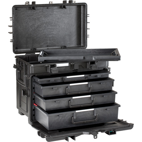 Coffre &agrave; outils militaire mobile avec tiroirs, 4 tiroirs, 22-4/5" la x 15" p x 18" h, Noir Nuna Depot Inc.