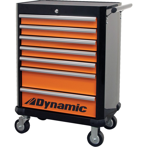 Roller Cabinet, 7 Drawers, 28" W x 18" D x 40" H, Black/Orange Nuna Depot Inc.