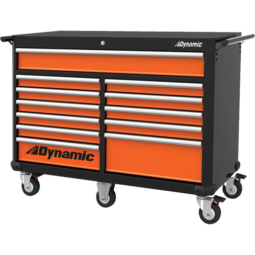 Armoire roulante, 12 tiroirs, 53" la x 24" p x 41" h, Noir/Orange Nuna Depot Inc.