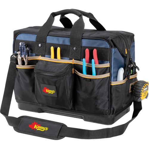 Sac &agrave; outils ferm&eacute; pour entrepreneurs &agrave; base moul&eacute;e, Polyester balistique, 29 pochettes, Noir/Bleu Nuna Depot Inc.