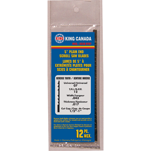 12-Piece Skip Tooth Scroll Saw Blades, Scroll cutting, 0.039" W x 5" L, 16 TPI Nuna Depot Inc.