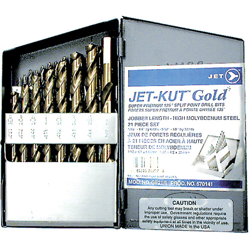 Jeu de forets de premi&egrave;re qualit&eacute; GF21R Jet-Kut GOLD, 21 morceaux, Acier Nuna Depot Inc.