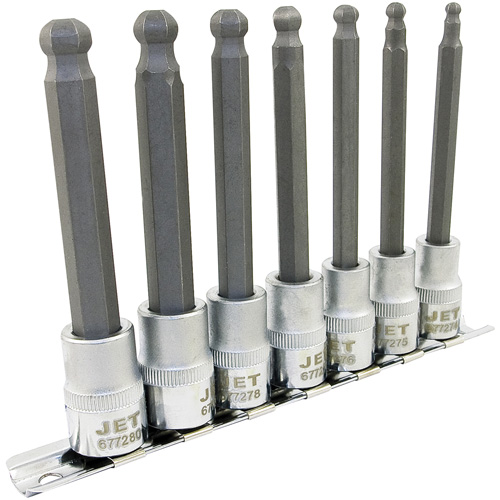 LHSW-3807M Metric 4" Long Ball Nose Socket Set, Hex Ball, 3/8" Drive, 7 Pcs Nuna Depot Inc.