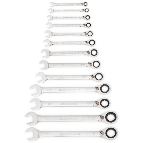 72-Tooth 12 Point Reversible Ratcheting SAE Wrench Set, Combination, 13 Pieces, Imperial Nuna Depot Inc.