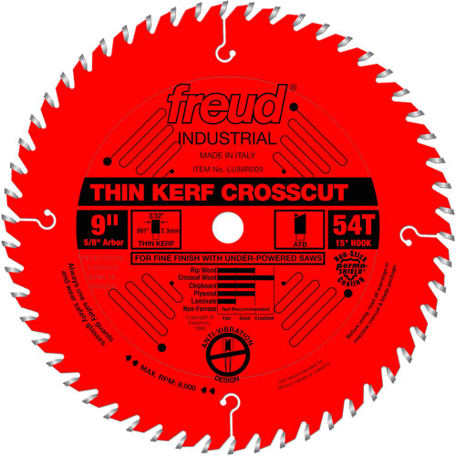 TCS Industrial Saw Blade - Rip/Crosscut Thin Kerf, 9", 54 Teeth, Wood Use Nuna Depot Inc.