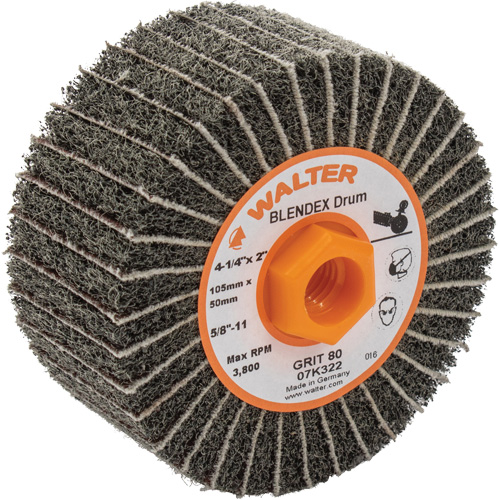 Two-In-One Finishing Drums, 4-1/4" Dia. x 2" W, 5/8"-11 Arbor, 80 Grit Nuna Depot Inc.