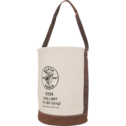 Seau avec fond en cuir, 17" h, Toile, Beige Nuna Depot Inc.