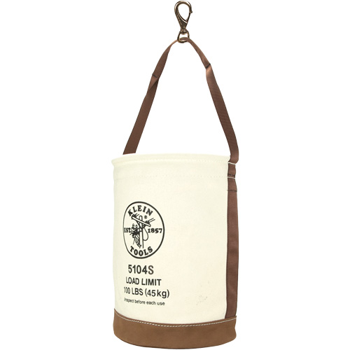 Leather-Bottom Bucket, 17" H, Canvas, White Nuna Depot Inc.