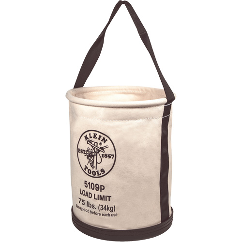 Wide Straight-Wall Bucket with Pocket & Molded Bottom, 15" H, Canvas, Natural Nuna Depot Inc.